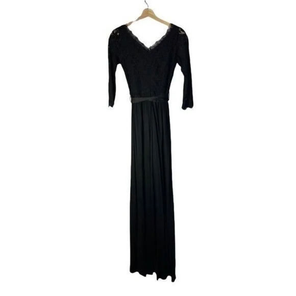Mango Suit Black Lace Long Sleeve Maxi Formal Fit & Flare Dress XS - Picture 2 of 8